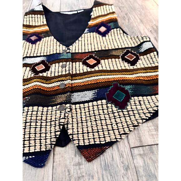Jane Ashley Women's Multicolor Patchwork Western Southwest Cowboy Vest Size M - Picture 3 of 7